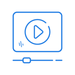 Blue play video icon.