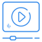 Blue video illustration icon.