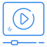 Blue video illustration icon.