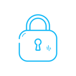 Light blue icon showing closed padlock.