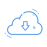 Blue download icon.