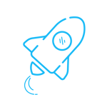Light blue rocket icon.