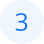 Number three blue icon